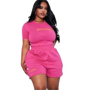 ✨ PLT PLUS Hot Pink Sweat Shorts XXXL NWT 💖 3XL